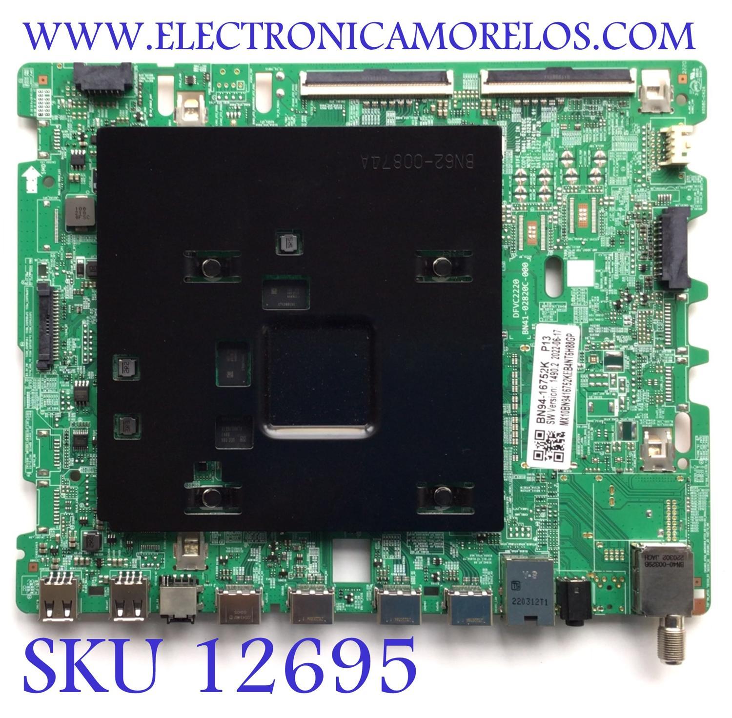 MAIN PARA S,ART TV SAMSUNG 4K / NUMERO DE PARTE BN94-16752K / BN41-02820C / BN9416752K / 16752K / DFVC2220 / PANEL CY-BT086FGEV2H / DISPLAY HV860QUB-E1A / MODELO UN86TU9010FXZA BB01
